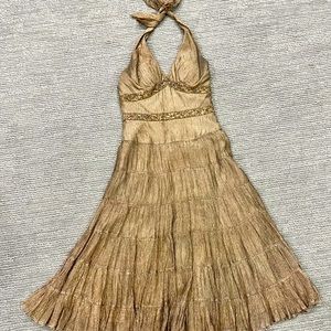 Copper ankle length halter dress